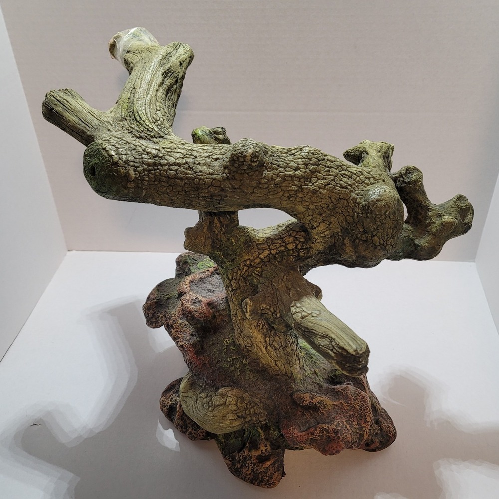 Reptile Aquarium Decoration Artificial Moss Resin Simulation Tree Trunk 10" Tall